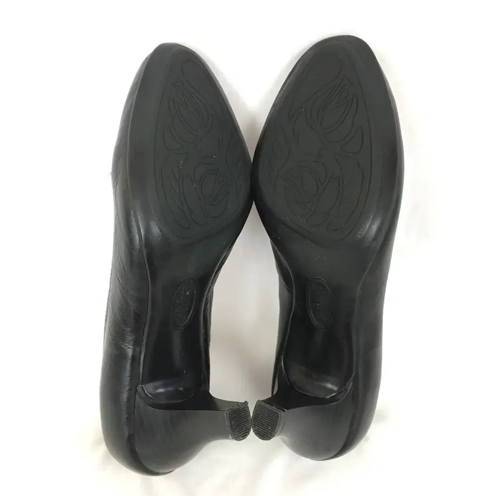 Softshoe by Medicus Pascal Career Heels 6 M Black Leather Horsebit Mock Croc EUC